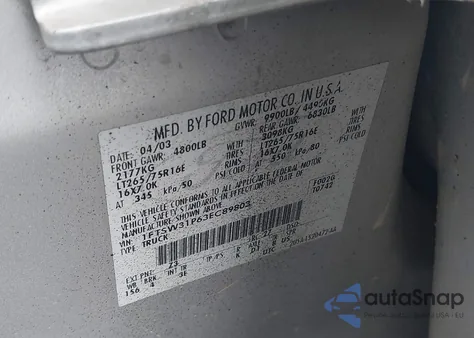 2003 Ford F-350 Lariat/Xl/Xlt from USA, damaged, VIN 1FTSW31P63EC89803